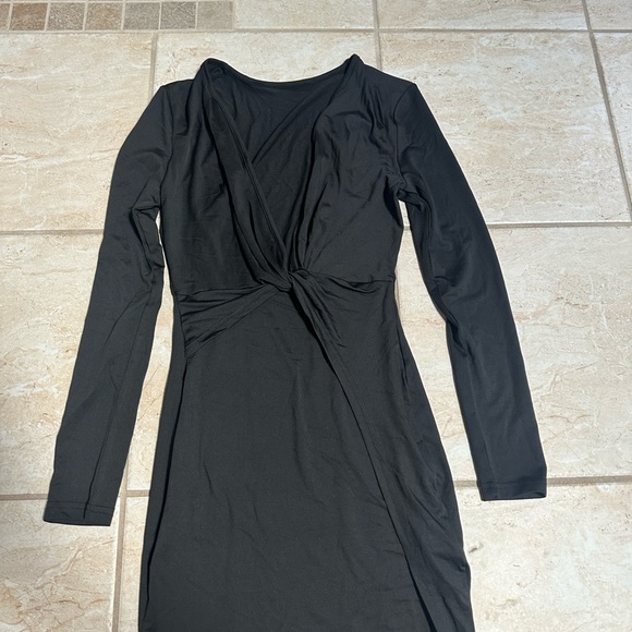 WOMENS twist front plunging neck bodycon long sleeve dress - Picture 8 of 8